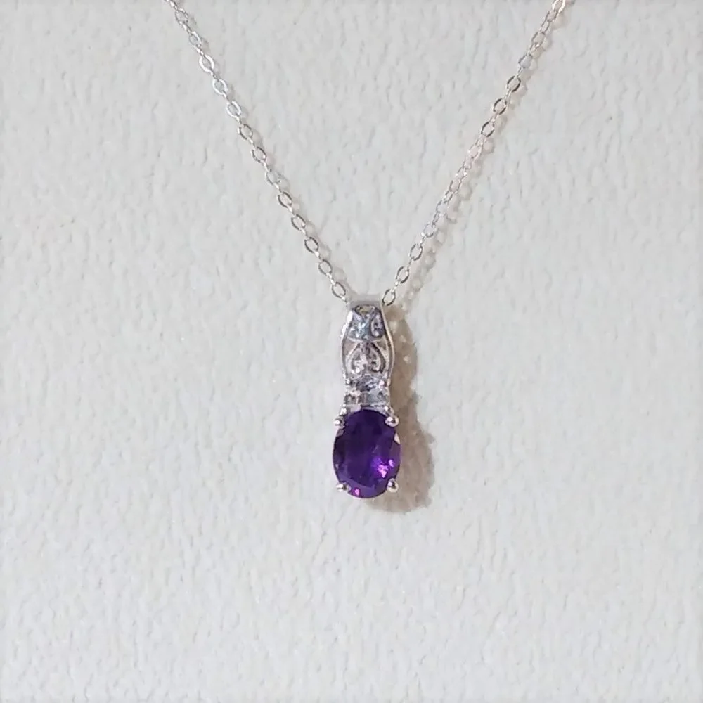 Amethyst 1.2 Carats Pendant with Italian Chain